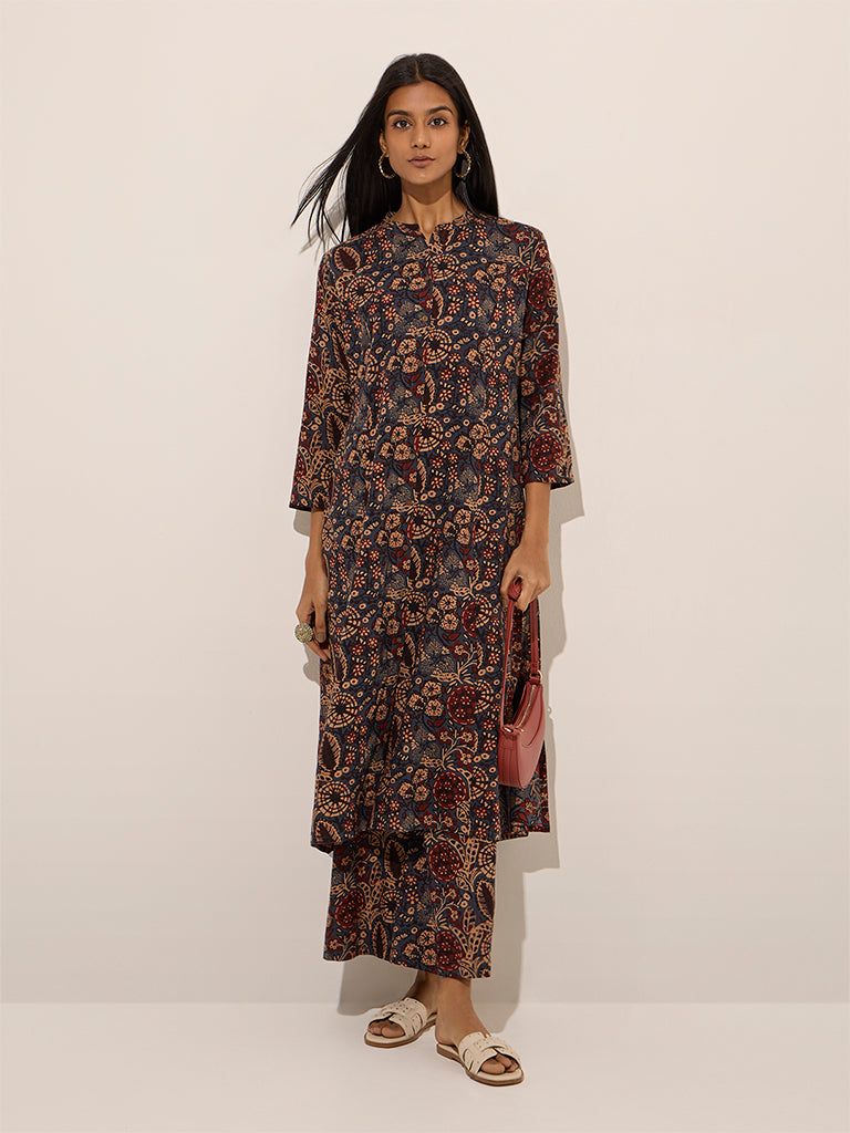 Utsa Blue Buta Printed Palazzos