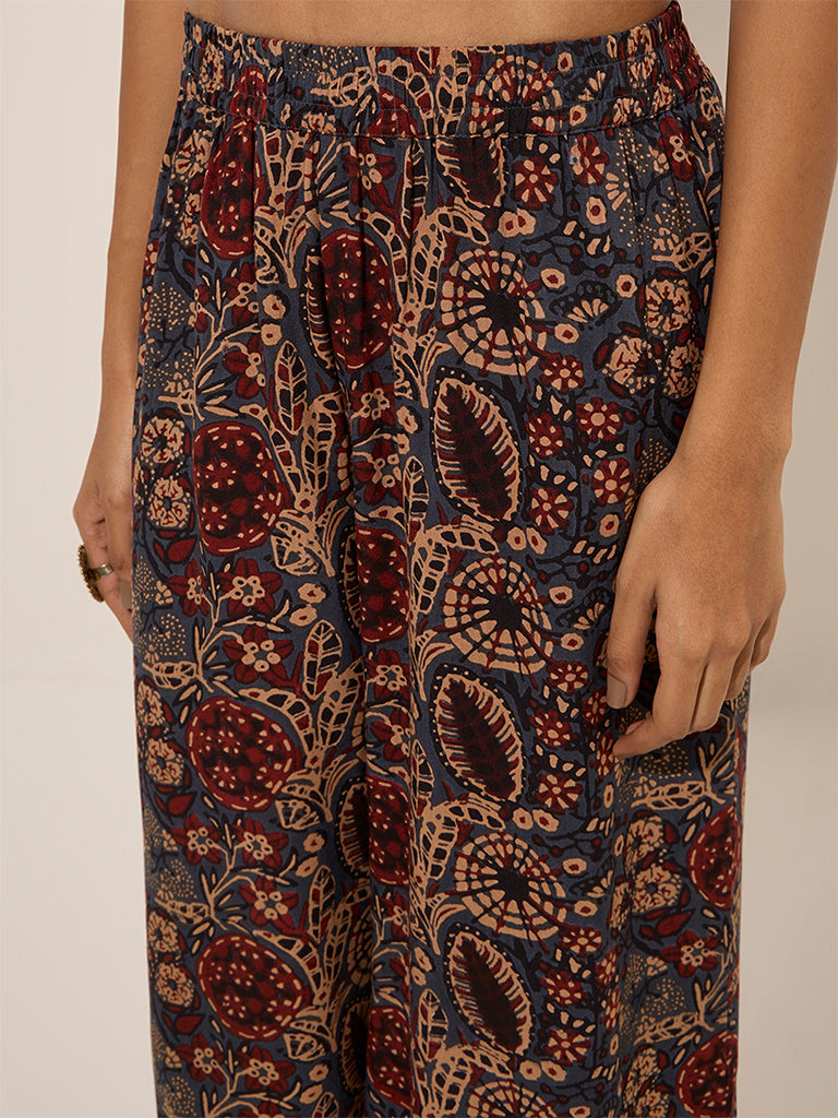 Utsa Blue Buta Printed Palazzos