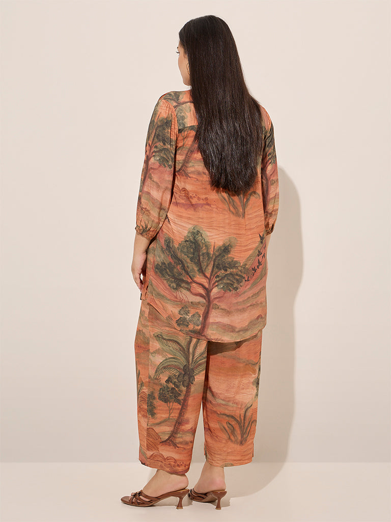 Diza Multicolour Tropical Printed High-Low Tunic