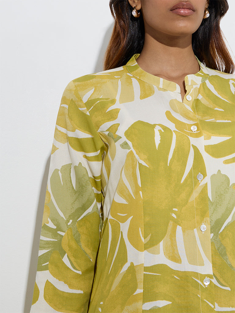 Utsa Lime Leaf Design A-Line Kurta