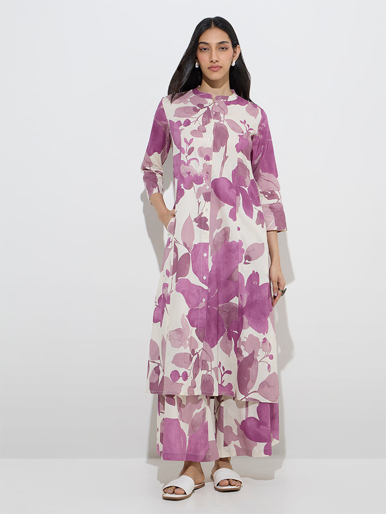 Utsa Lilac Floral Printed Palazzos