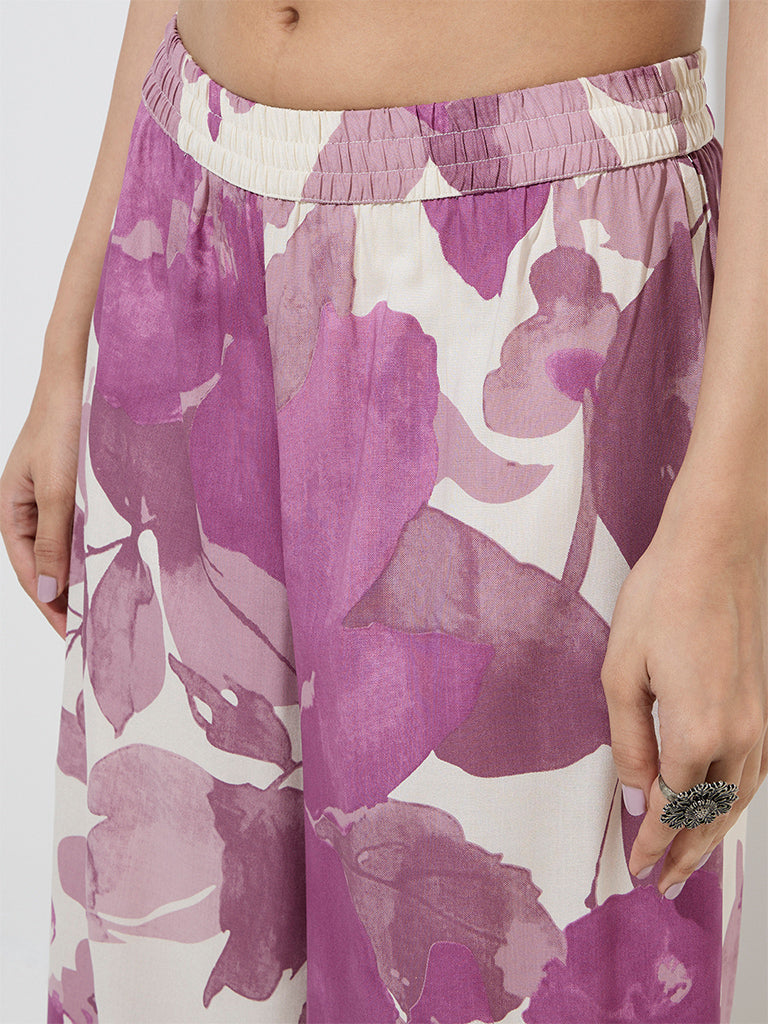 Utsa Lilac Floral Printed Palazzos