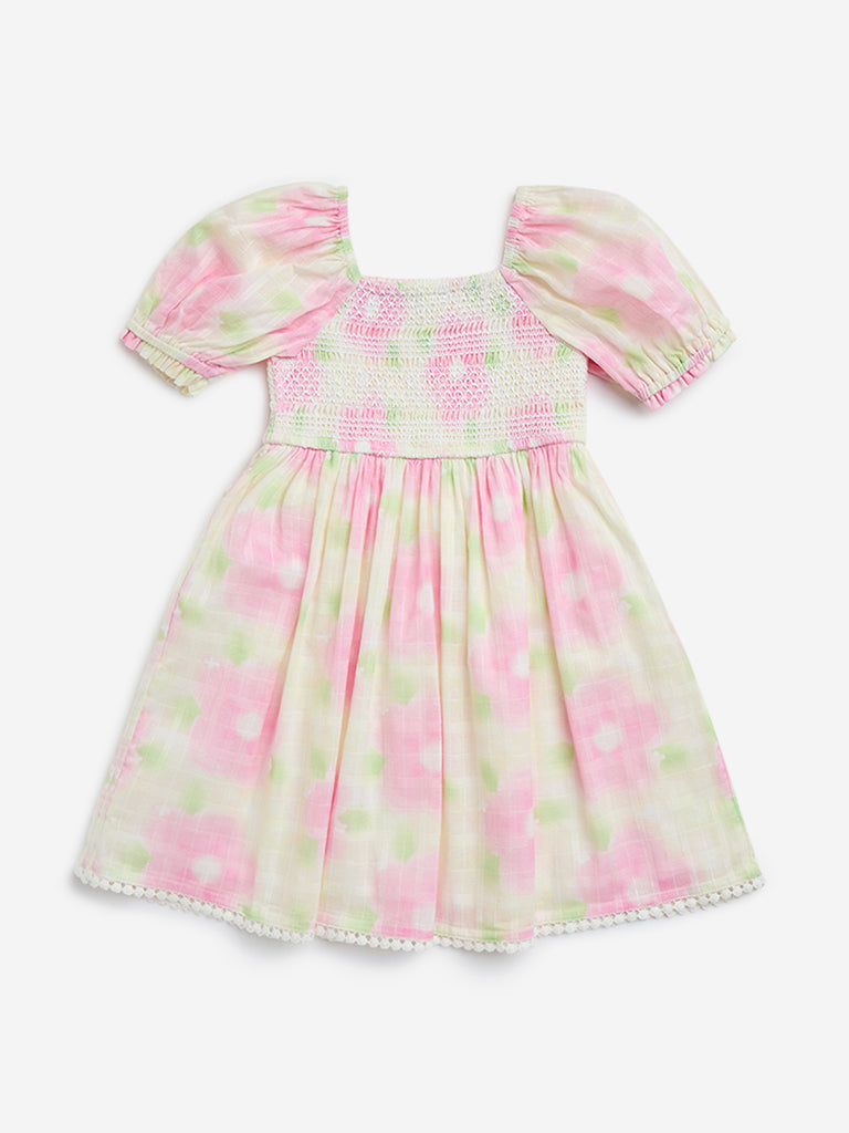 HOP Kids Multicolour Floral Cotton Fit-and-Flare Dress