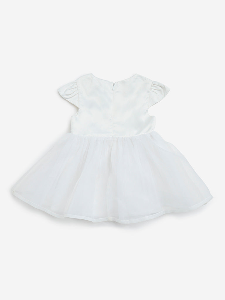 HOP Baby White Bow-Detailed Party Dress