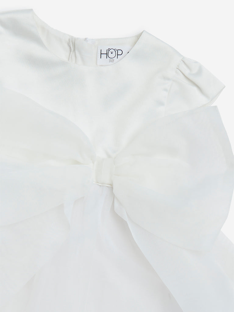 HOP Baby White Bow-Detailed Party Dress