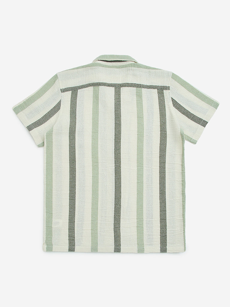 Y&F Kids Off-White Striped Cotton Shirt