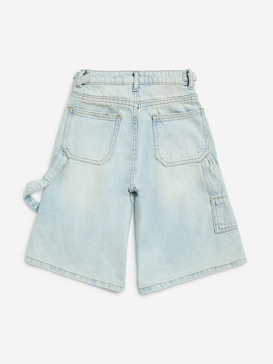 Y&F Kids Light Blue Mid-Rise Denim Jorts