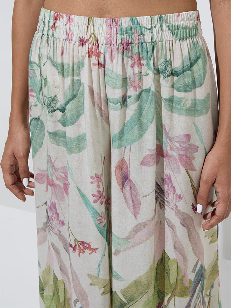 Zuba Multicolour Printed High-Rise Palazzos