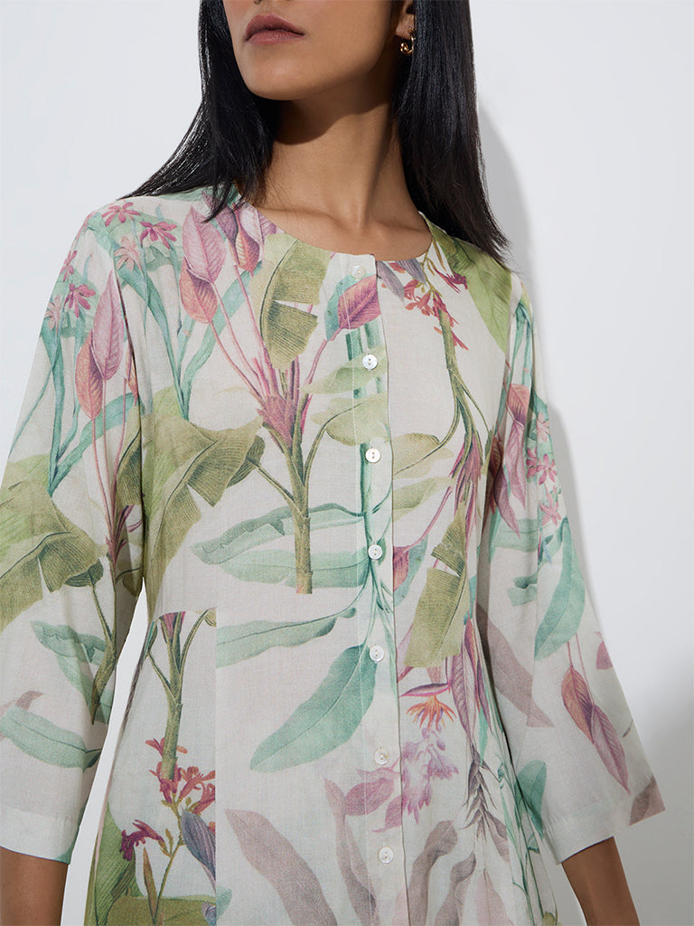 Zuba Multicolour Printed A-Line Kurta