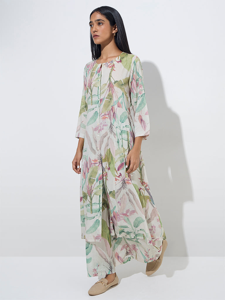 Zuba Multicolour Printed A-Line Kurta
