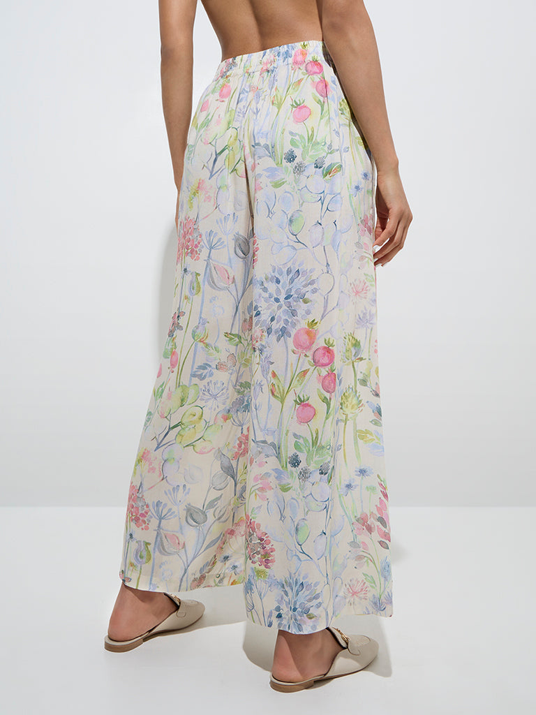 Zuba Multicolour Floral Printed Palazzos