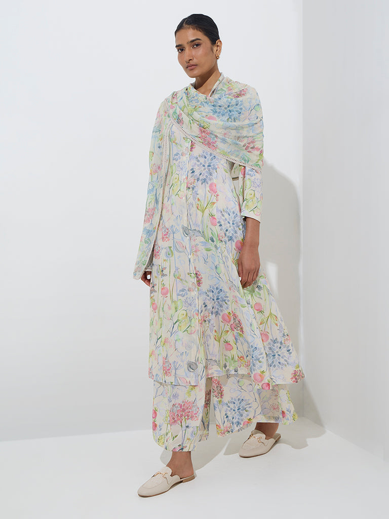 Zuba Multicolour Floral Printed Palazzos