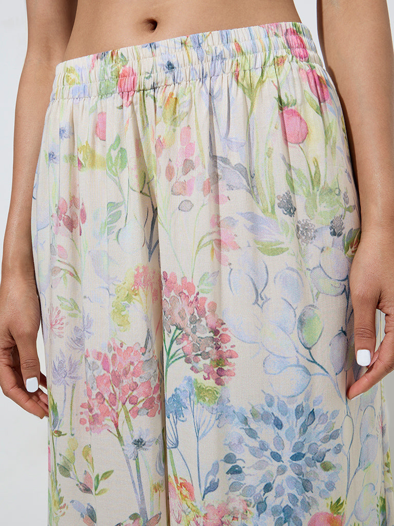 Zuba Multicolour Floral Printed Palazzos