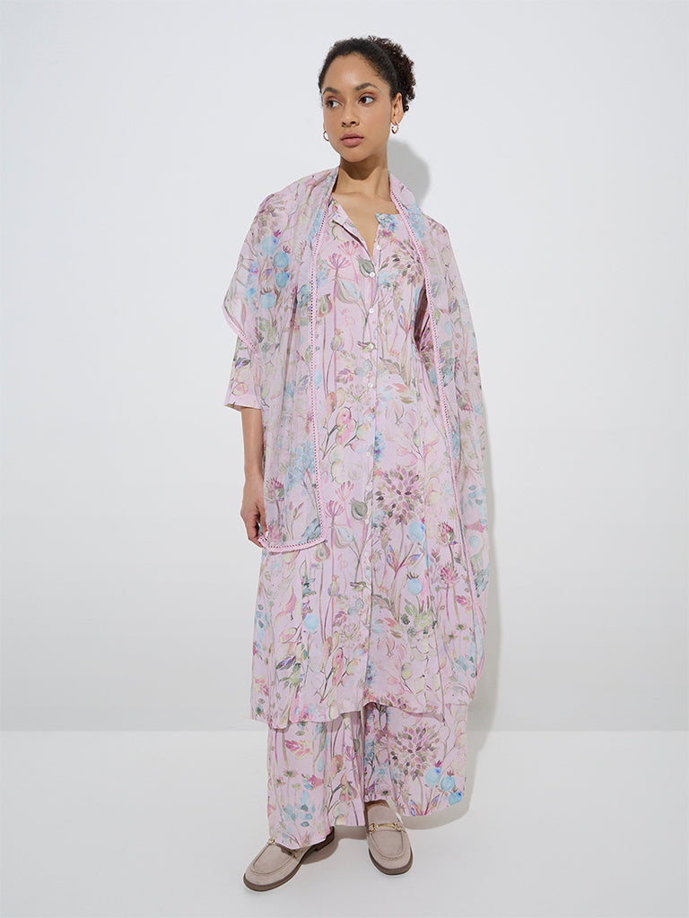 Zuba Pink Botanical Design Palazzos