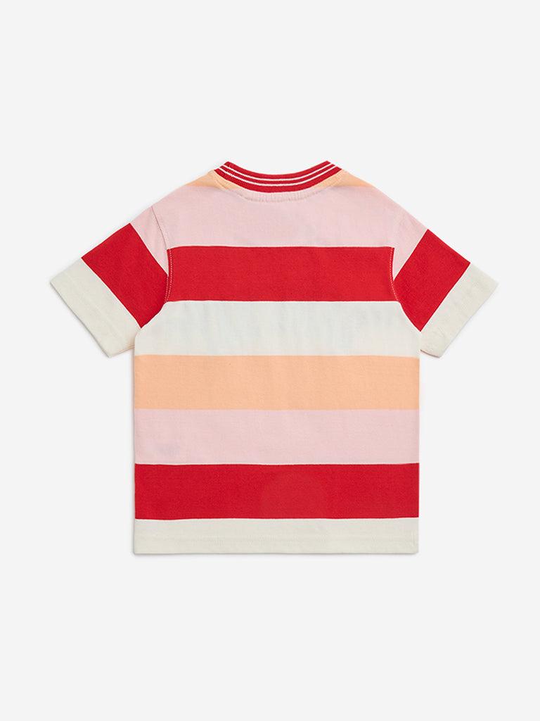 HOP Kids Red Text-Printed Cotton T-Shirt