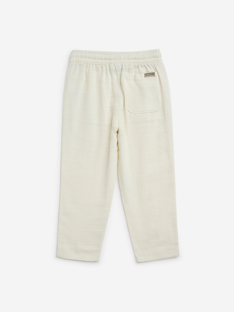 HOP Kids Off-White Mid-Rise Cotton-Blend Trousers