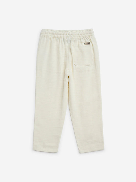 HOP Kids Off-White Mid-Rise Cotton-Blend Trousers