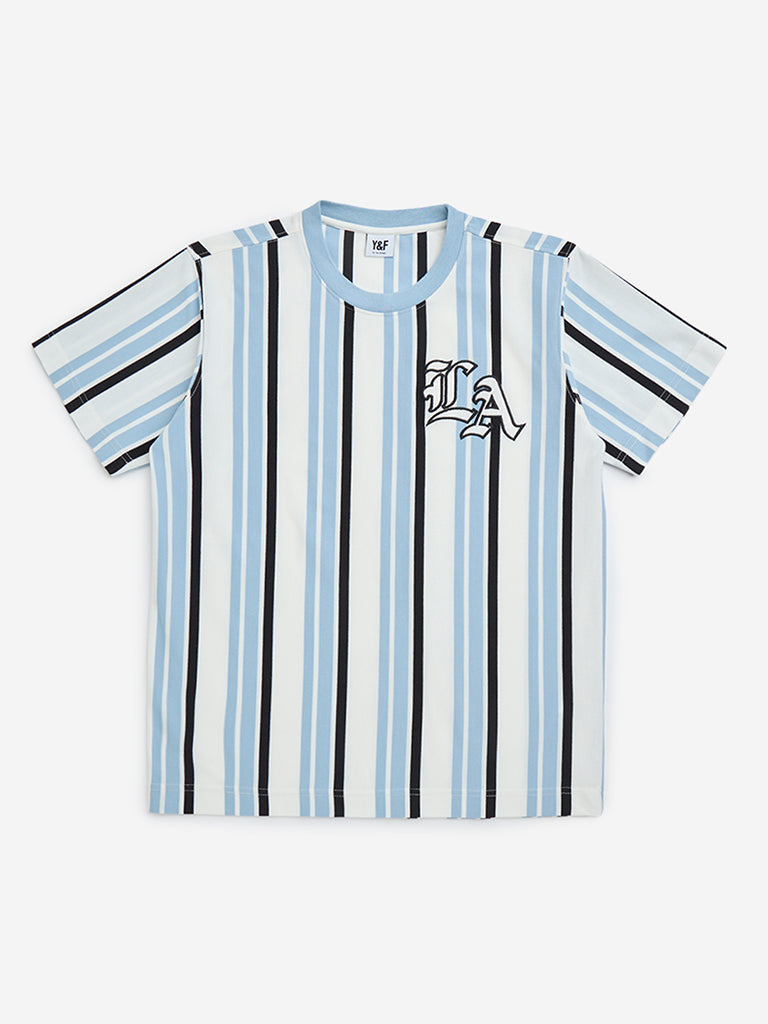Y&F Kids White Stripe Detailed Cotton T-Shirt
