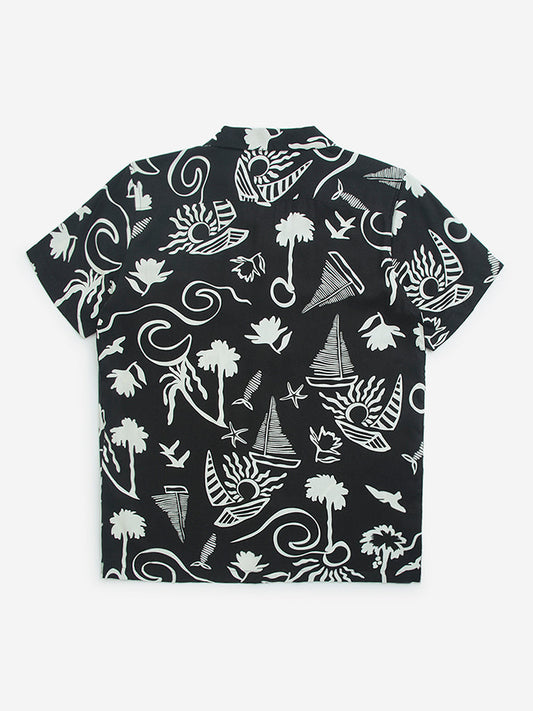 Y&F Kids Black Printed Shirt