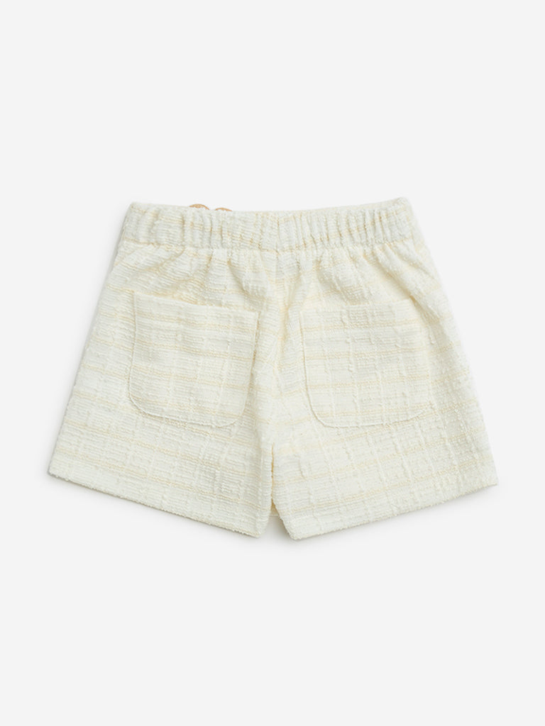 HOP Kids Off-White Checkered High-Rise Skort