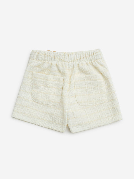 HOP Kids Off-White Checkered High-Rise Skort