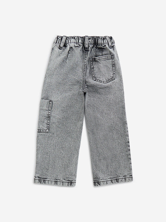 HOP Kids Charcoal Faded Straight-Fit Mid-Rise Jeans