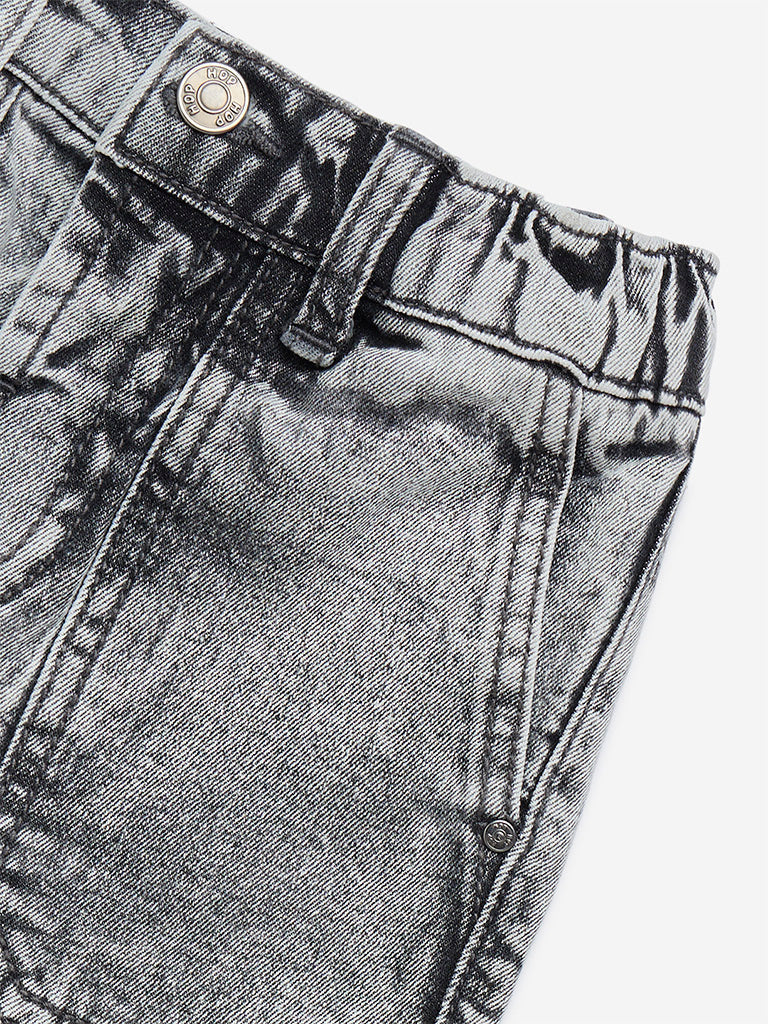 HOP Kids Charcoal Faded Straight-Fit Mid-Rise Jeans