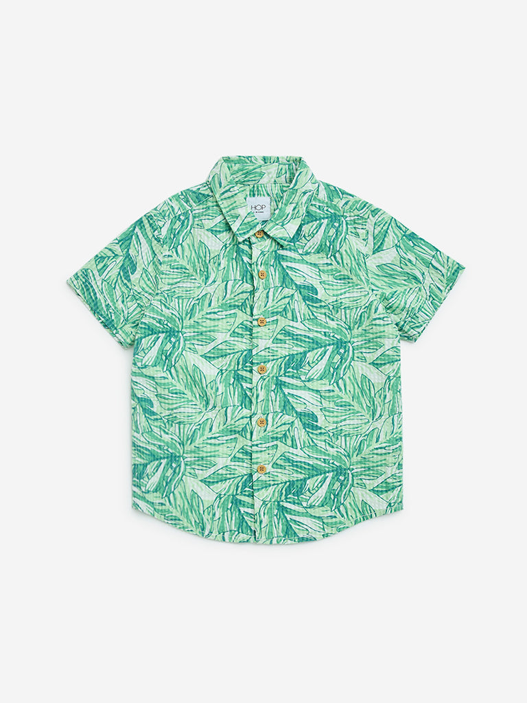 HOP Kids Green Leaf Design Cotton Shirt