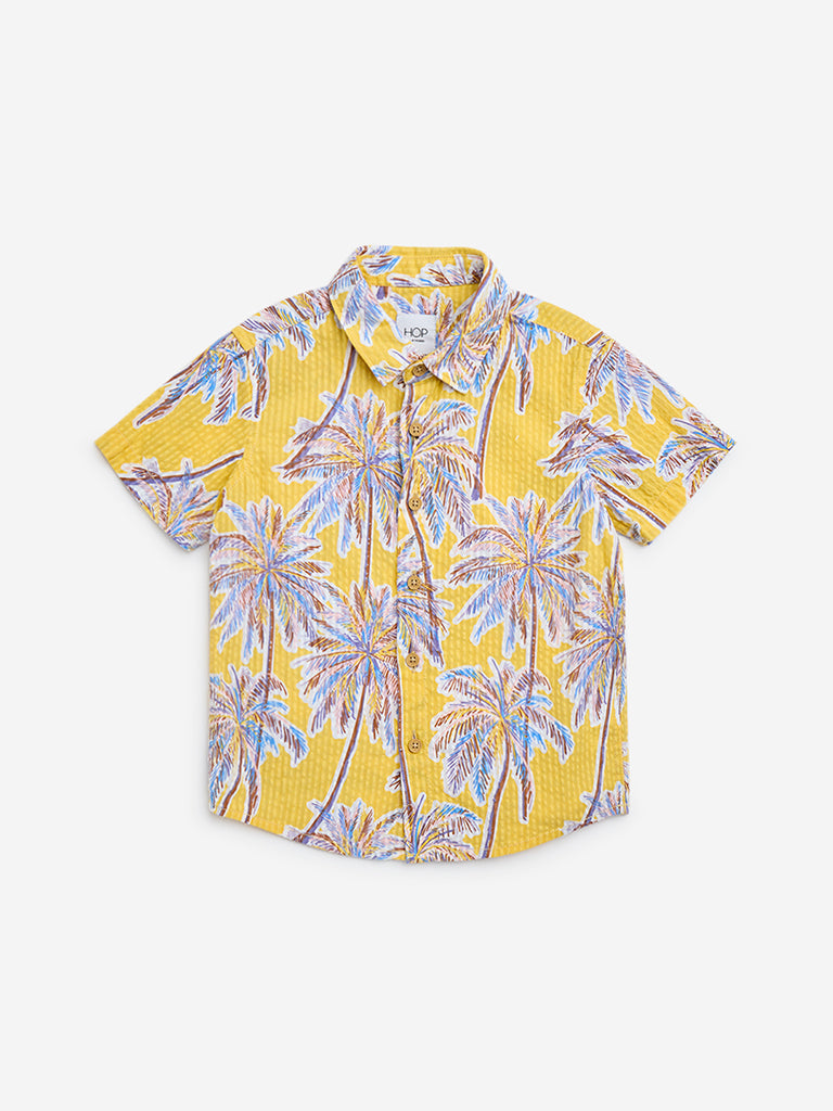 HOP Kids Yellow Tropical Design Cotton Shirt