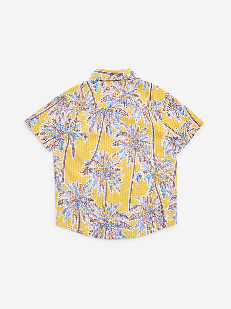 HOP Kids Yellow Tropical Design Cotton Shirt