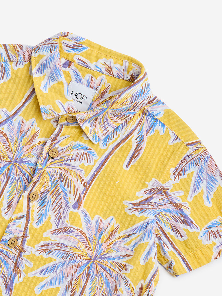 HOP Kids Yellow Tropical Design Cotton Shirt
