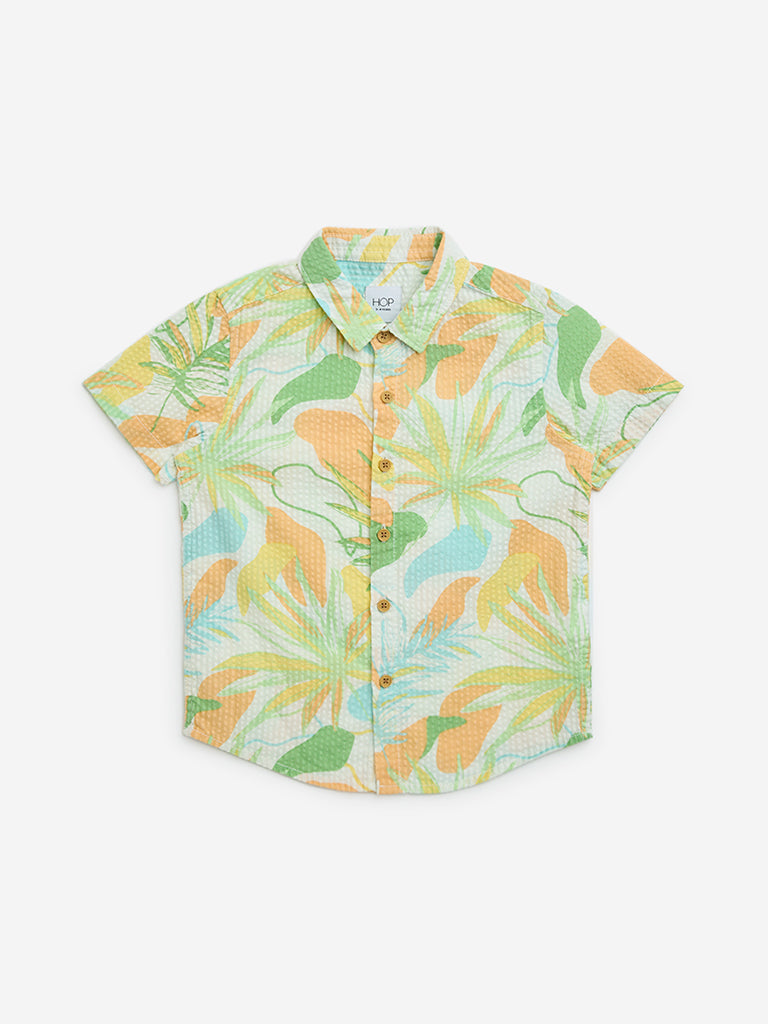 HOP Kids Multicolour Botanical Printed Cotton Shirt