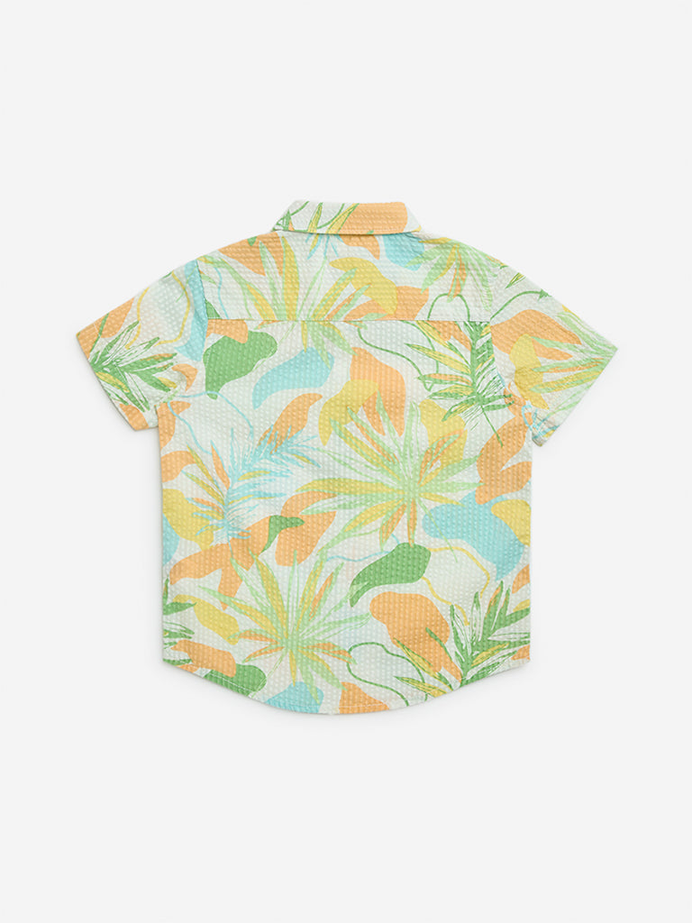 HOP Kids Multicolour Botanical Printed Cotton Shirt