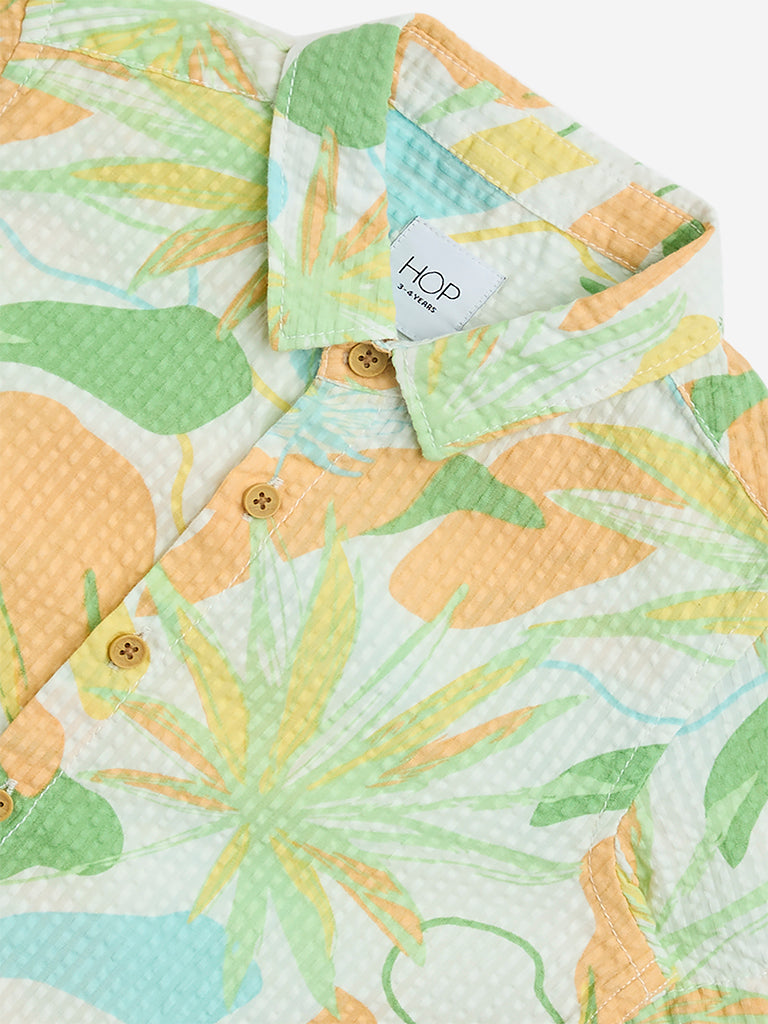 HOP Kids Multicolour Botanical Printed Cotton Shirt