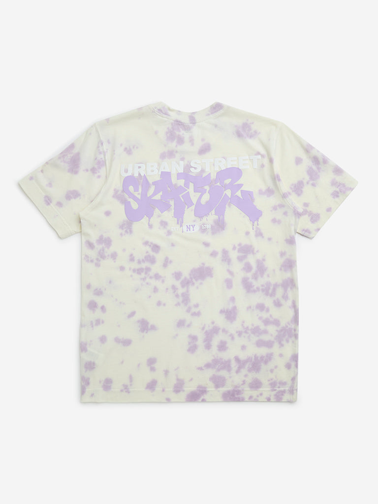 Y&F Kids Purple Tie-Dye Design Cotton T-Shirt