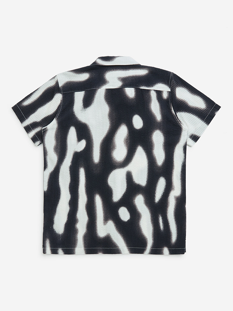 Y&F Kids Black Abstract Design Cotton Shirt