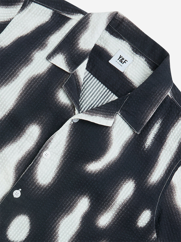 Y&F Kids Black Abstract Design Cotton Shirt