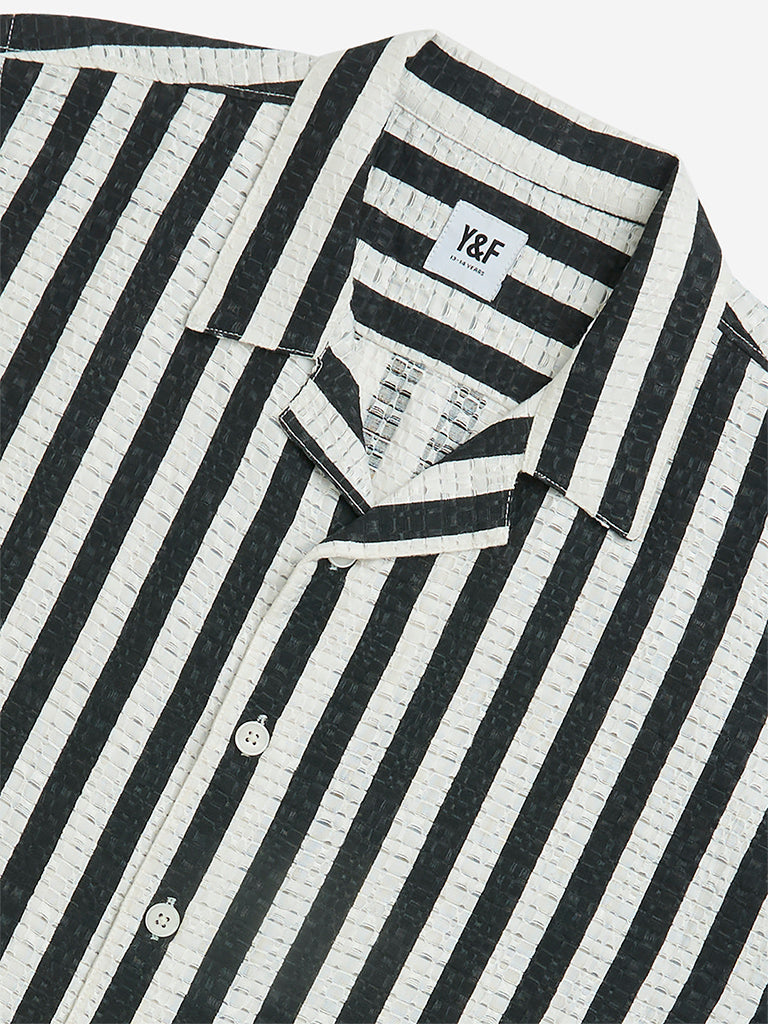 Y&F Kids Black Stripe Printed Shirt