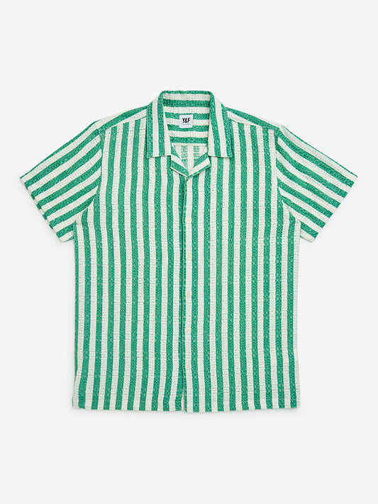 Y&F Kids Green Stripes Pattern Shirt