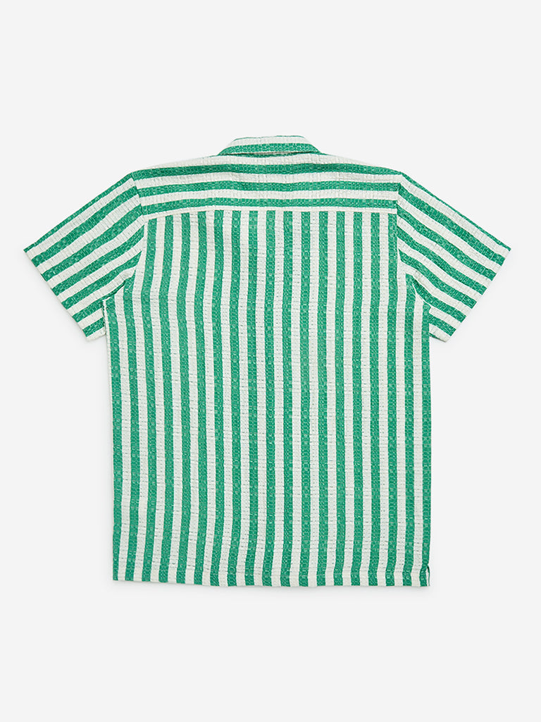 Y&F Kids Green Stripes Pattern Shirt