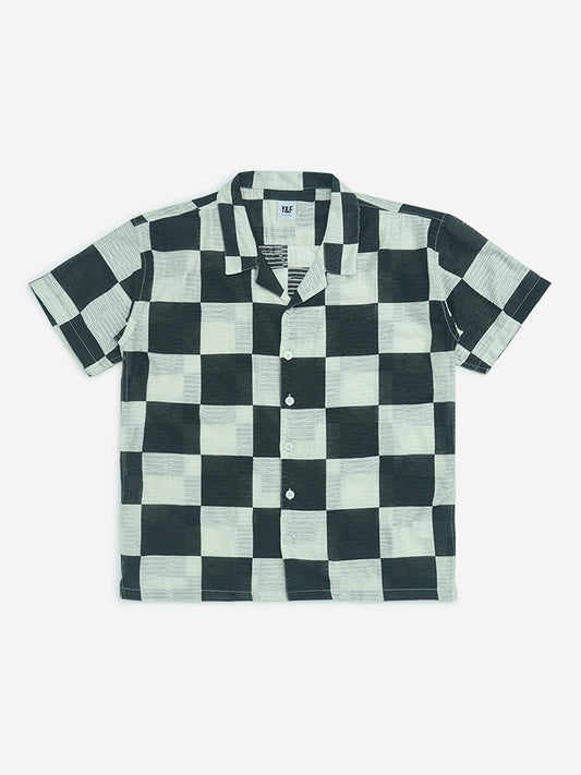 Y&F Kids Black Checkered Resort-Fit Shirt