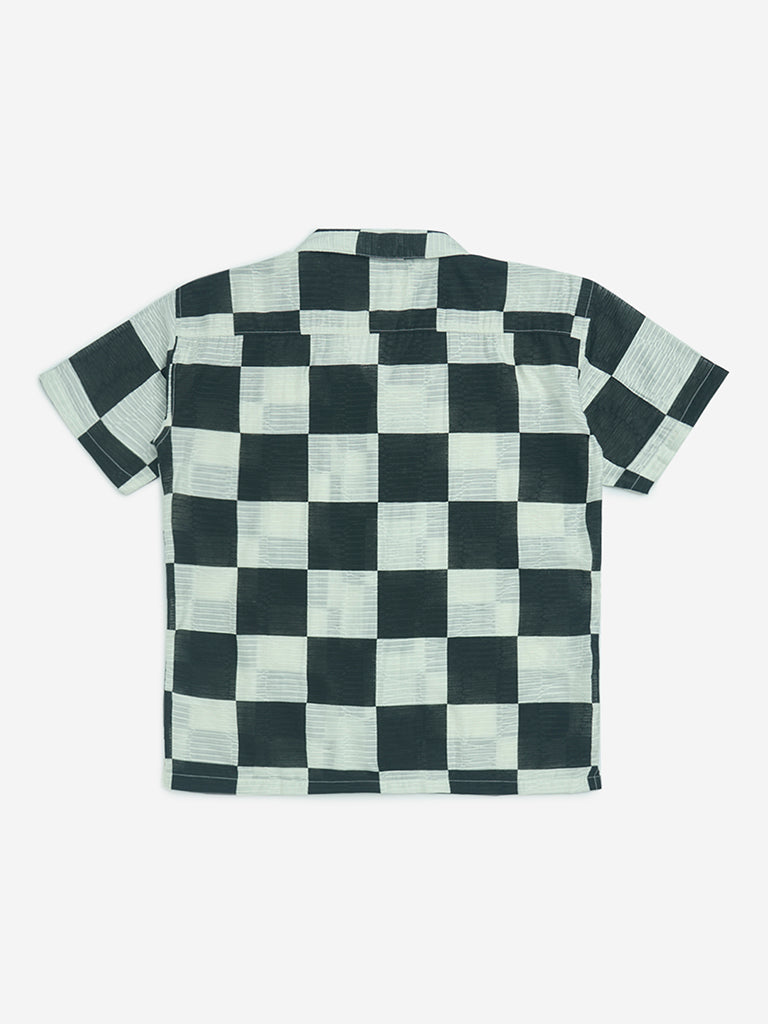 Y&F Kids Black Checkered Resort-Fit Shirt
