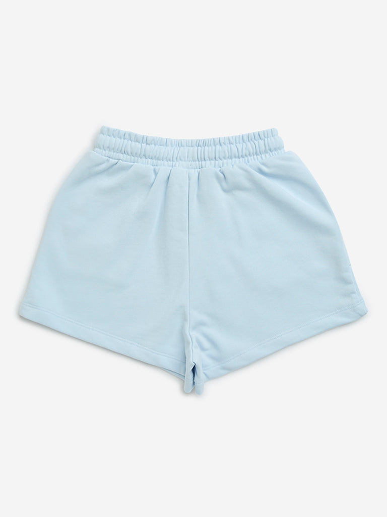 Y&F Kids Light Blue High-Rise Cotton Shorts