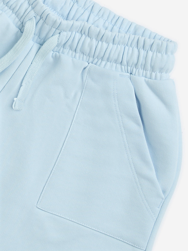 Y&F Kids Light Blue High-Rise Cotton Shorts