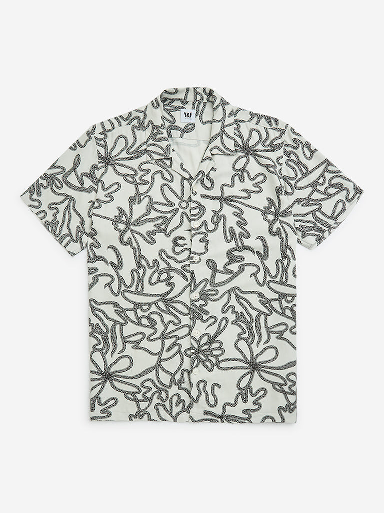 Y&F Kids White Floral Pattern Shirt