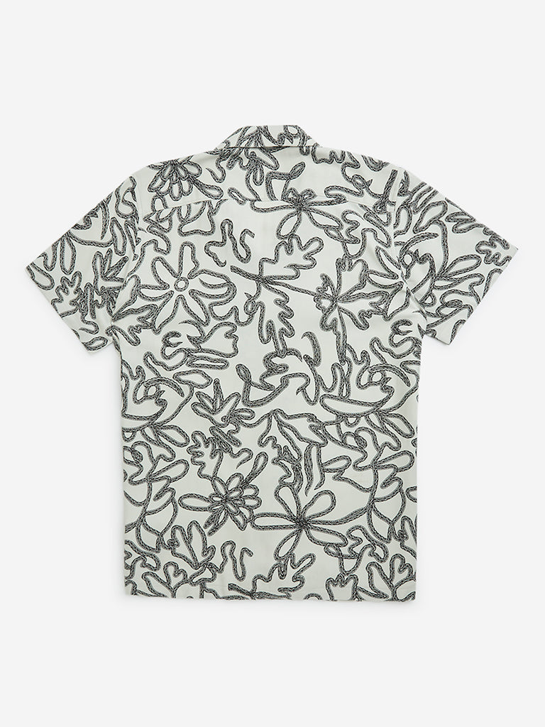 Y&F Kids White Floral Pattern Shirt