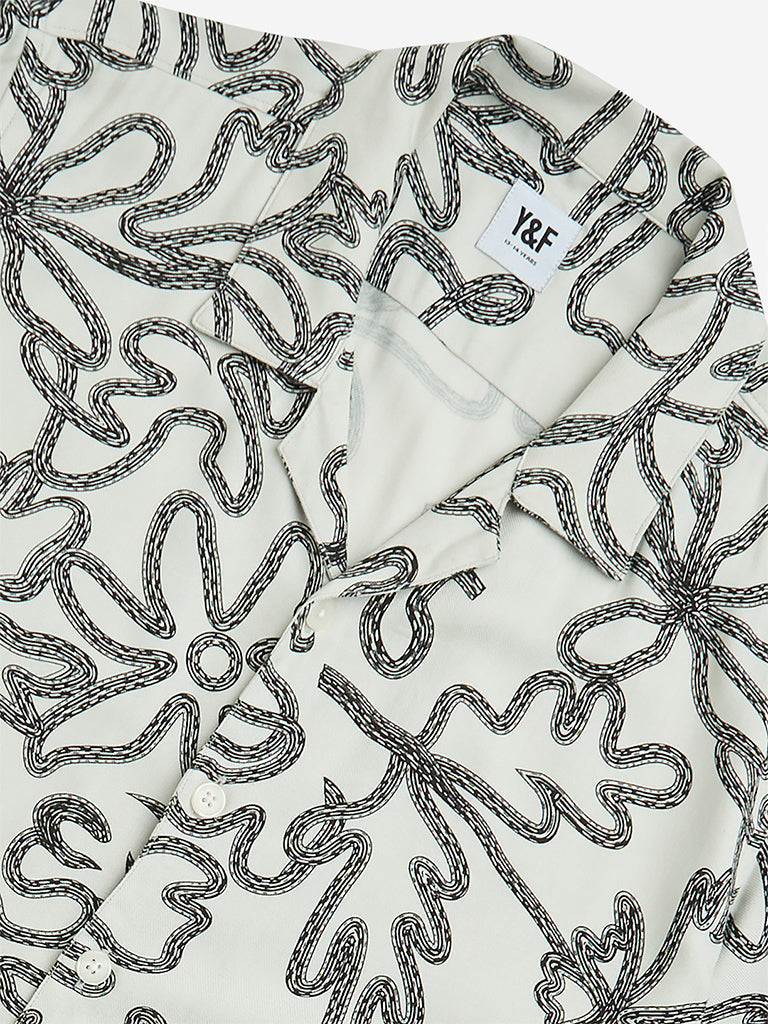 Y&F Kids White Floral Pattern Shirt