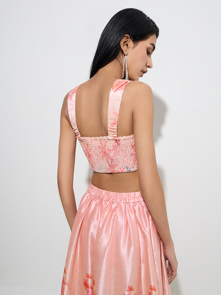 Vark Peach Tropical Printed Blouse