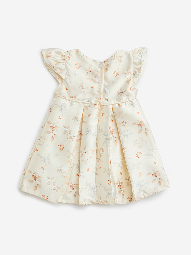 HOP Baby Off-White Floral Design Party Dress