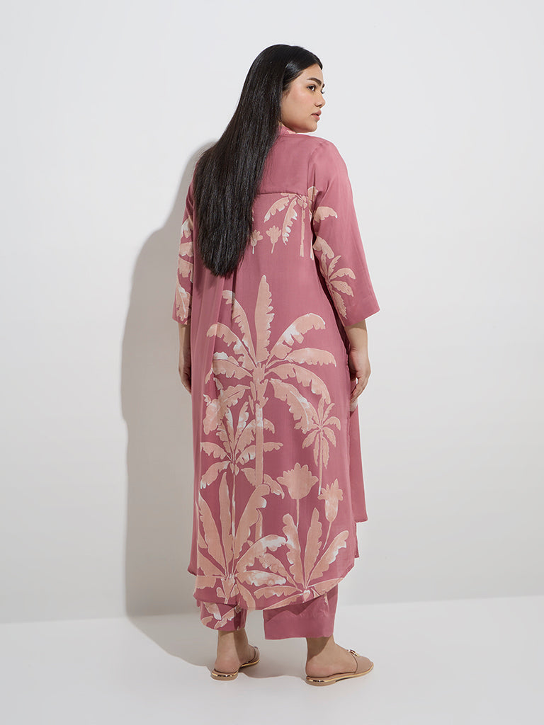 Diza Dusty Pink Tropical-Inspired High-Low Kurta